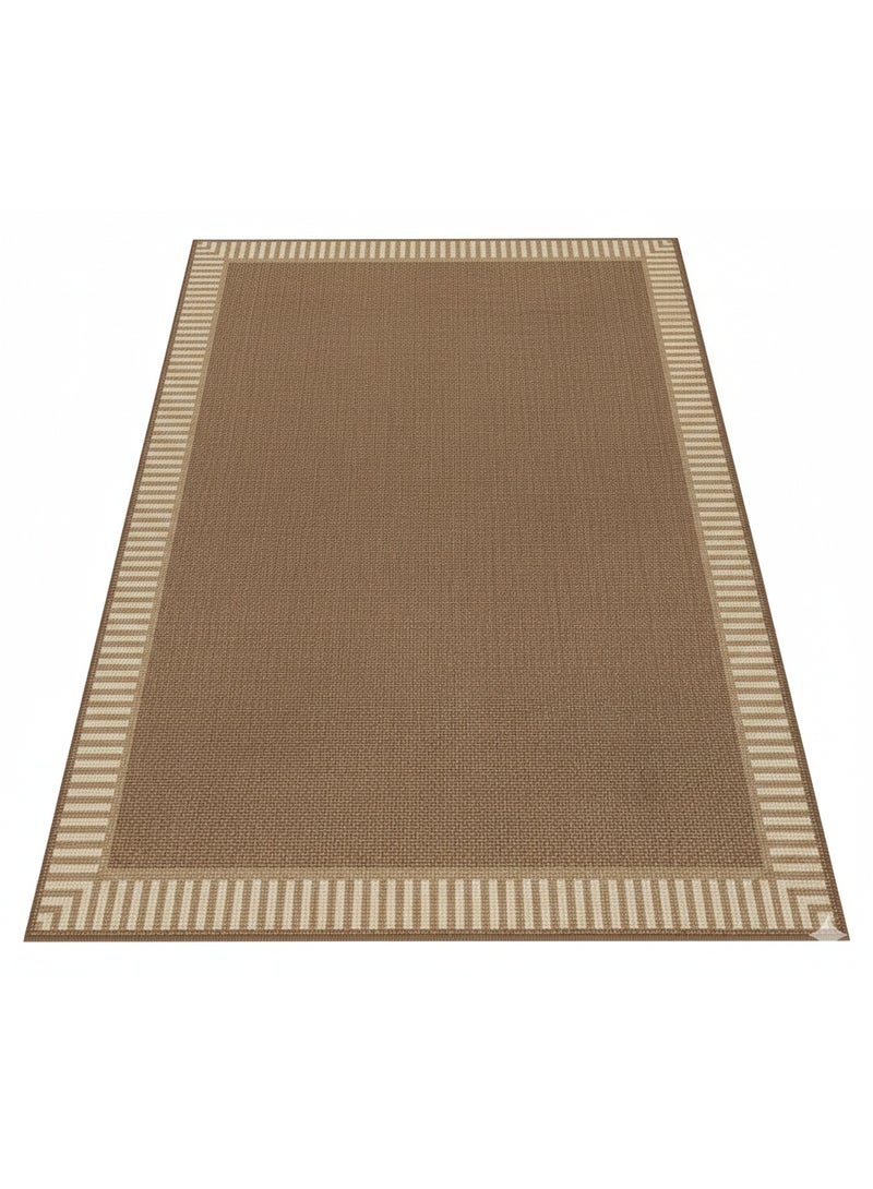Classic 3D Printed Carpet Alternative - 160x230 cm - Anti-Slip Dotted Backing - Washable - Brown/Beige - Image 2